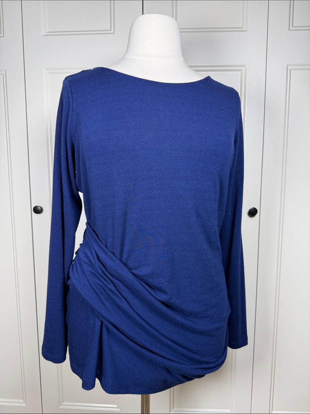 RACHEL Rachel Roy Royal Blue Side Ruched Sweater 1X